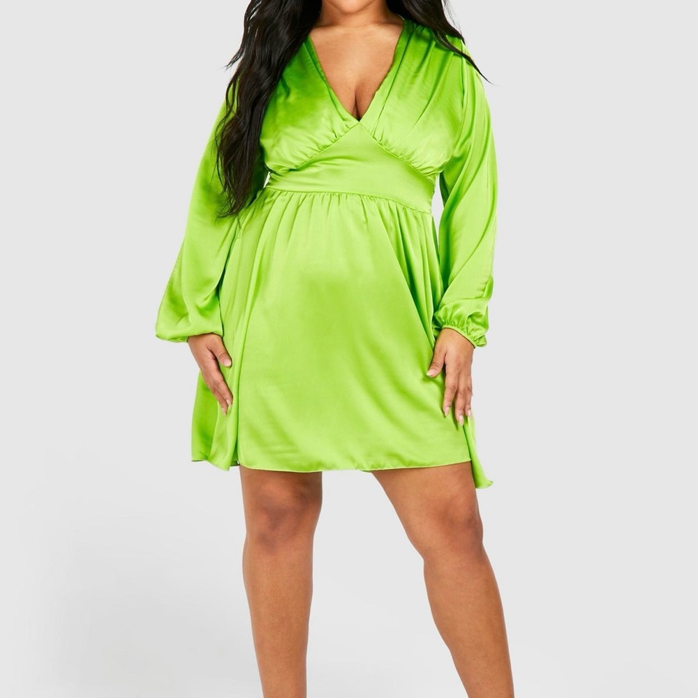 Boohoo Lime Green Mini Dress Size 18
